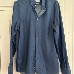 Ryan Seacrest Distinction Blue Dotted Button-Down Dress Shirt